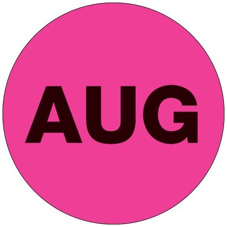 Bsc Preferred 1'' Circle - ''AUG'' Fluorescent Pink Months of the Year Labels BUY00016077